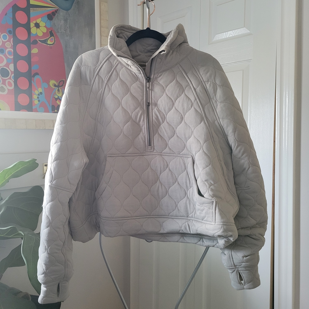 Lululemon Scuba Oversized Quilted Half Zip Pullover Jacket Riverstone XL